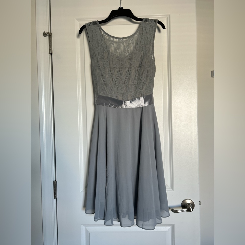 Elegant Gray Lace Dress